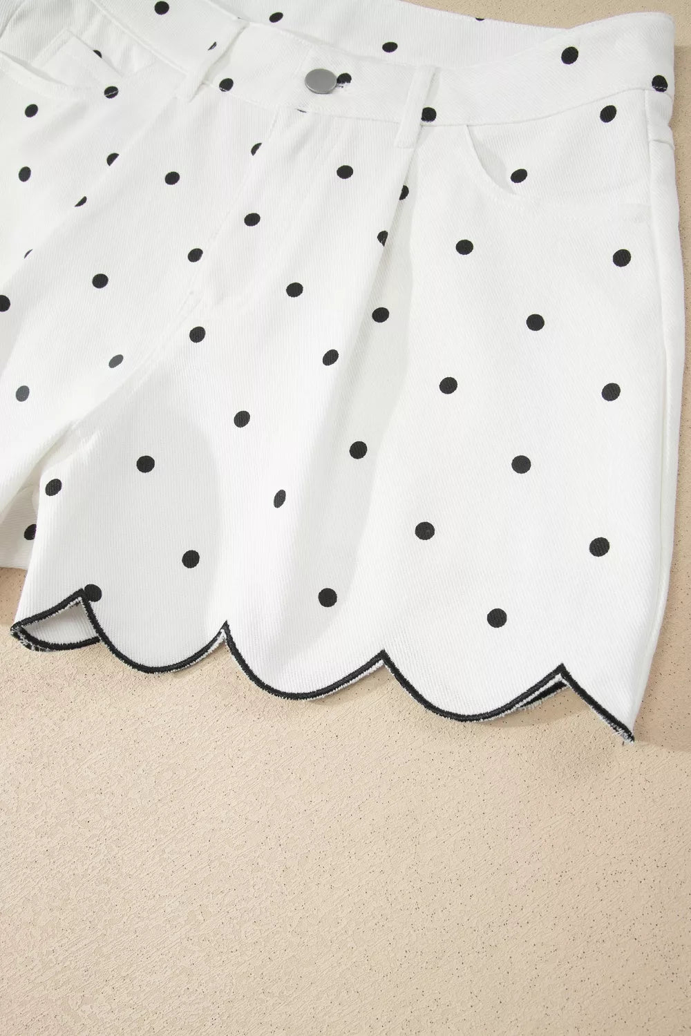 Polka Dot Scalloped Hem Shorts