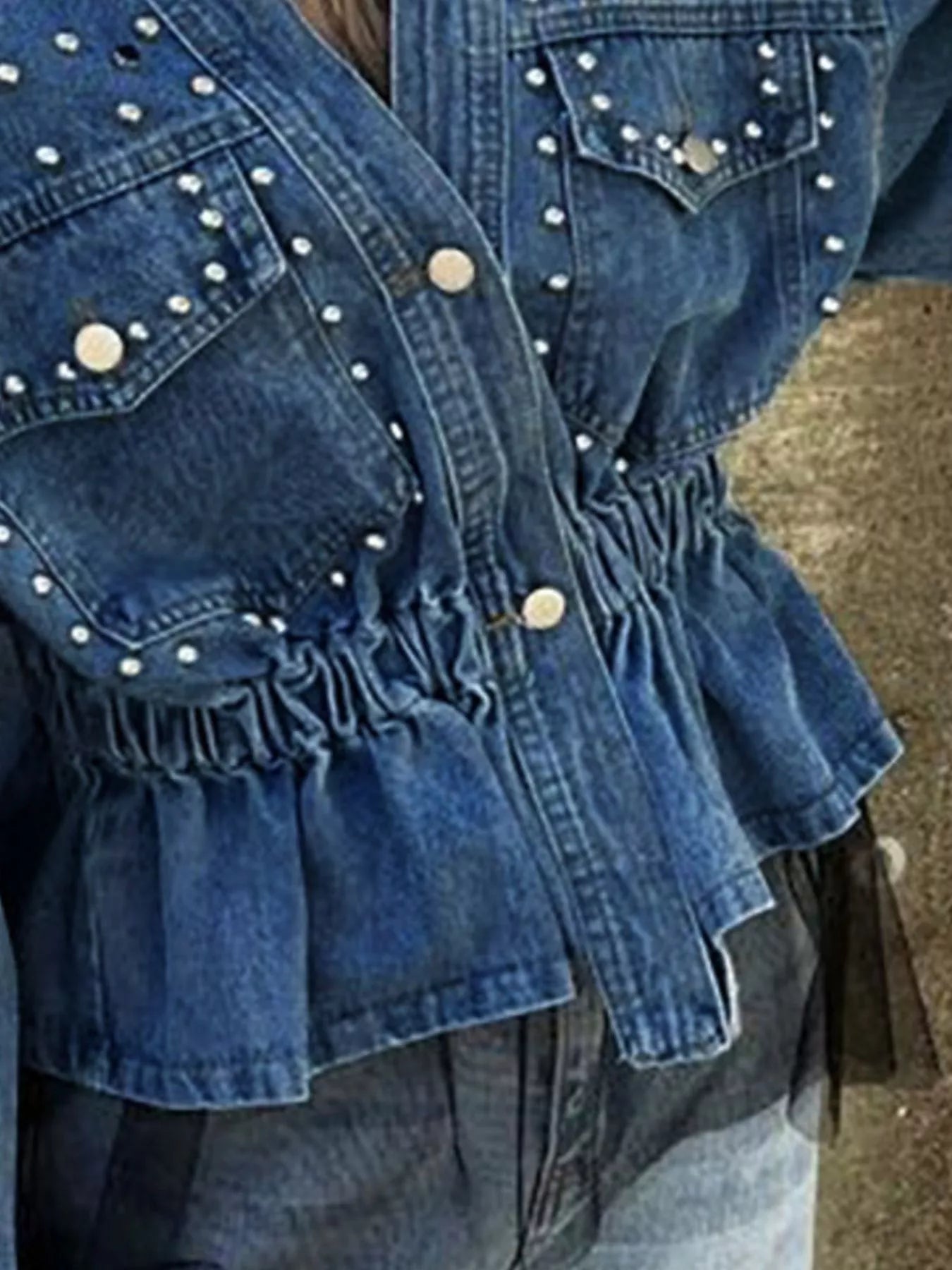 Studded Button Up Denim Jacket