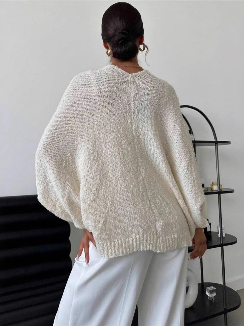 Twist-Front Textured Knit Cardigan