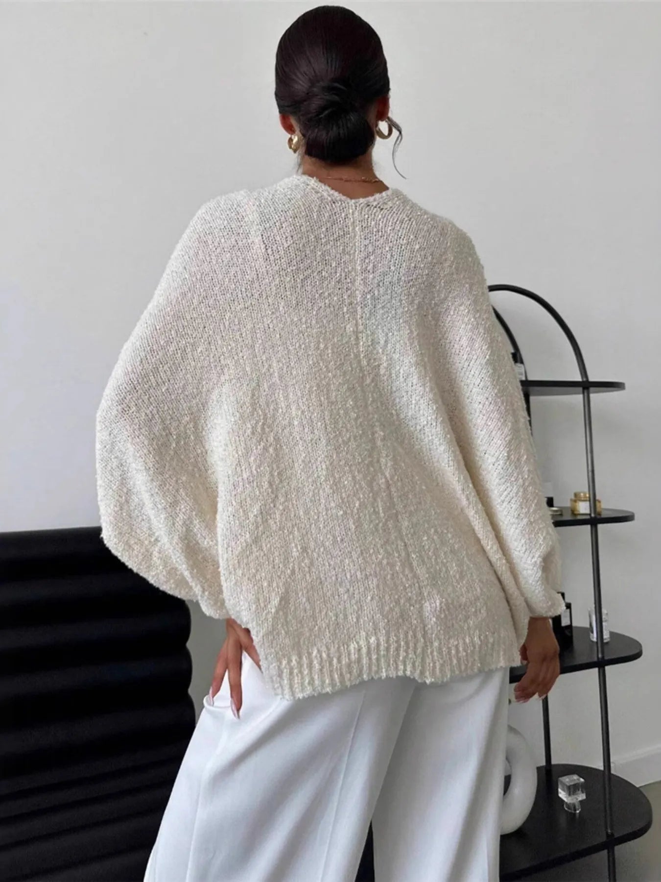Twist-Front Textured Knit Cardigan