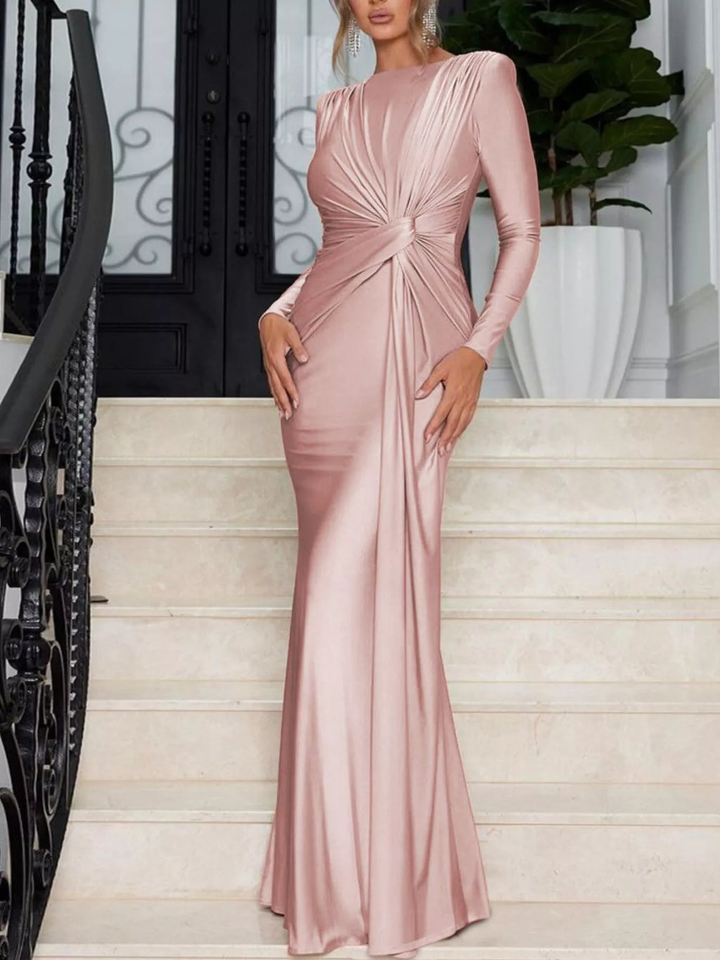 Twisted Long Sleeve Maxi Dress
