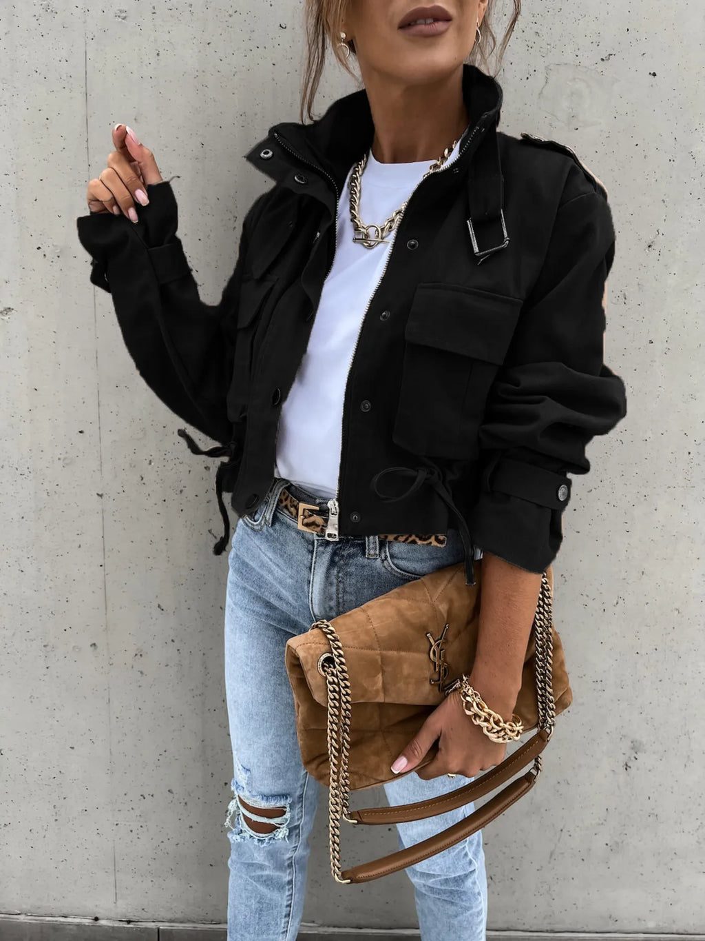 Snap Down Long Sleeve Jacket