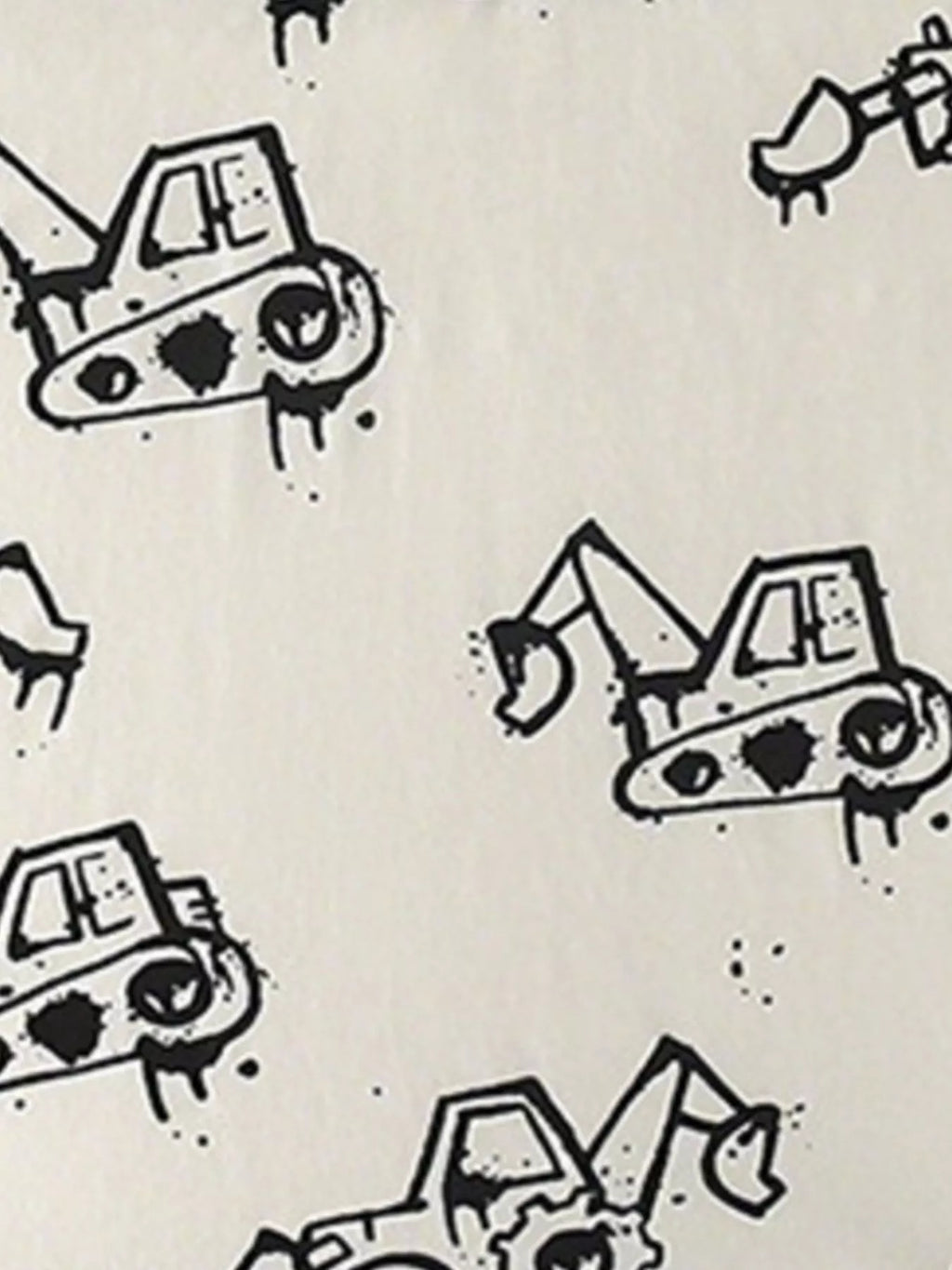 Children's Cartoon Excavator Print Short Sleeve T-Shirt