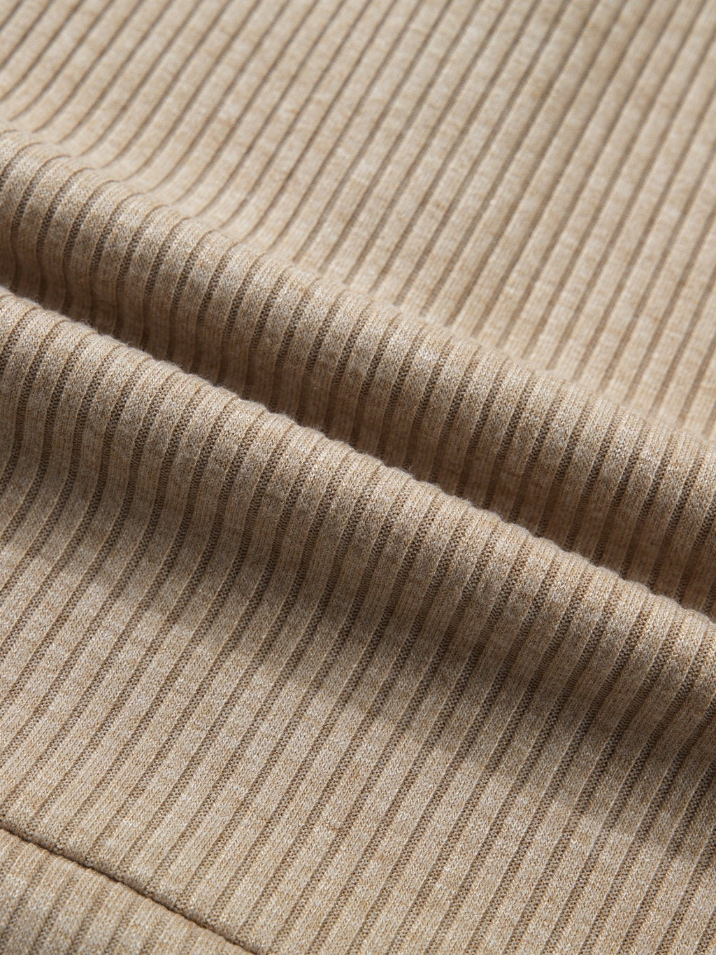 Ribbed Knit Denim Trim Button Detail Top