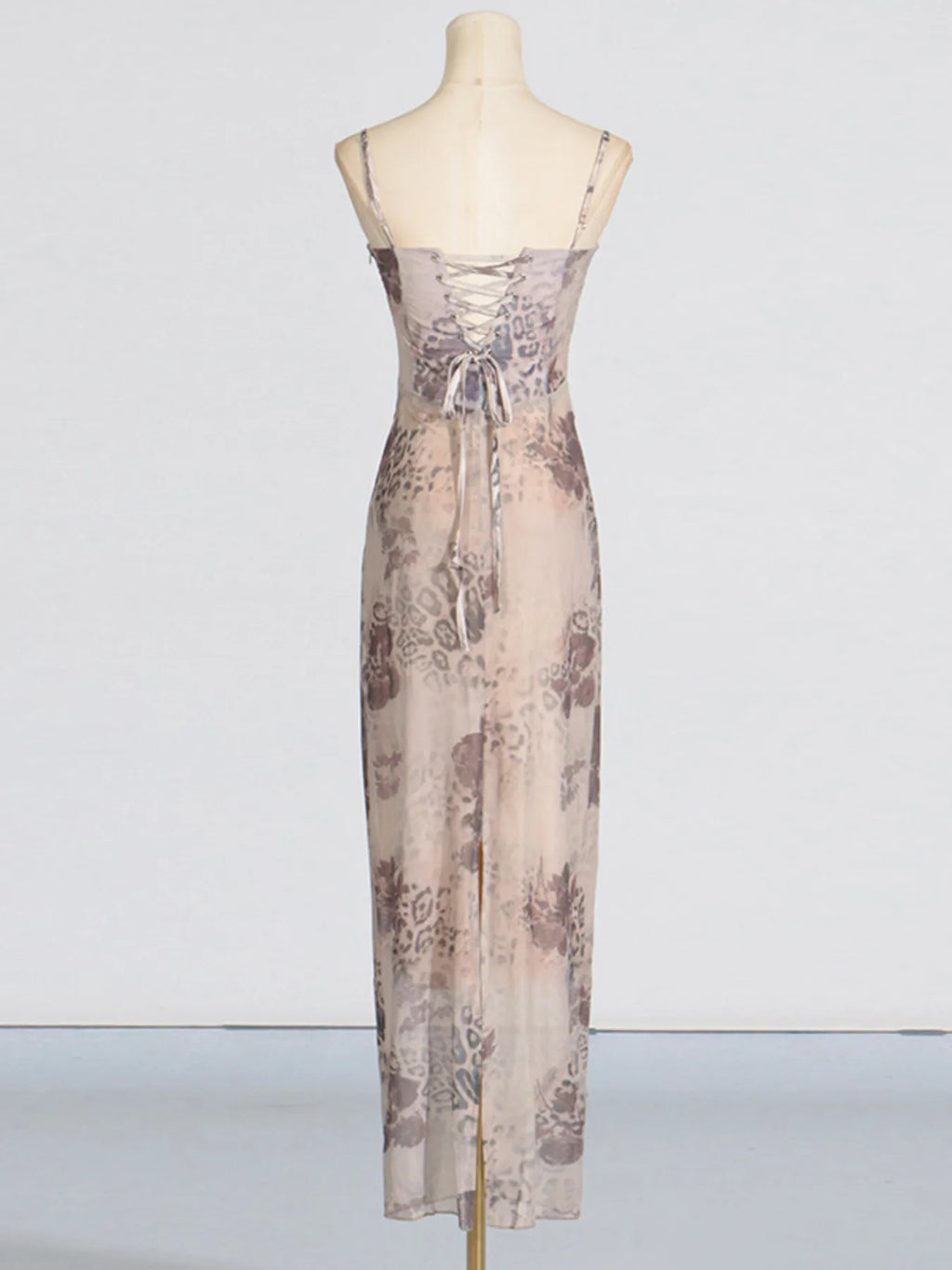 Printed Sweetheart Neck Bodycon Maxi Dress