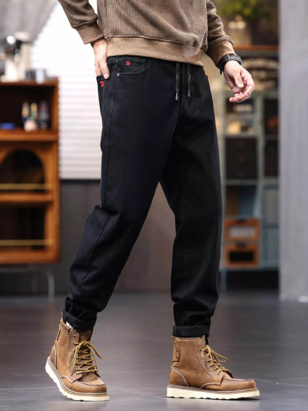 Men's Plus Size Casual Drawstring Jeans