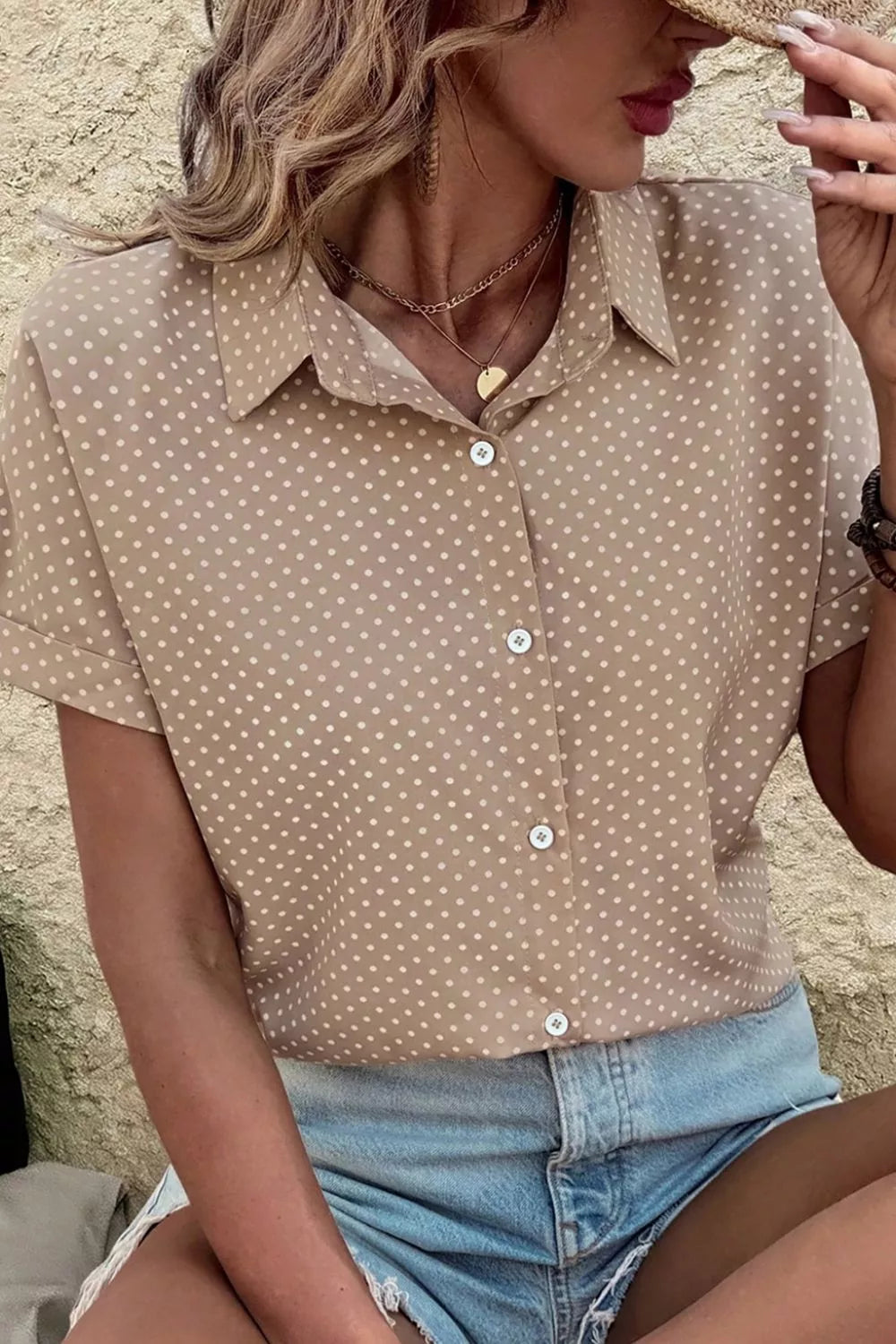 Polka Dot Print Short Sleeve Shirt