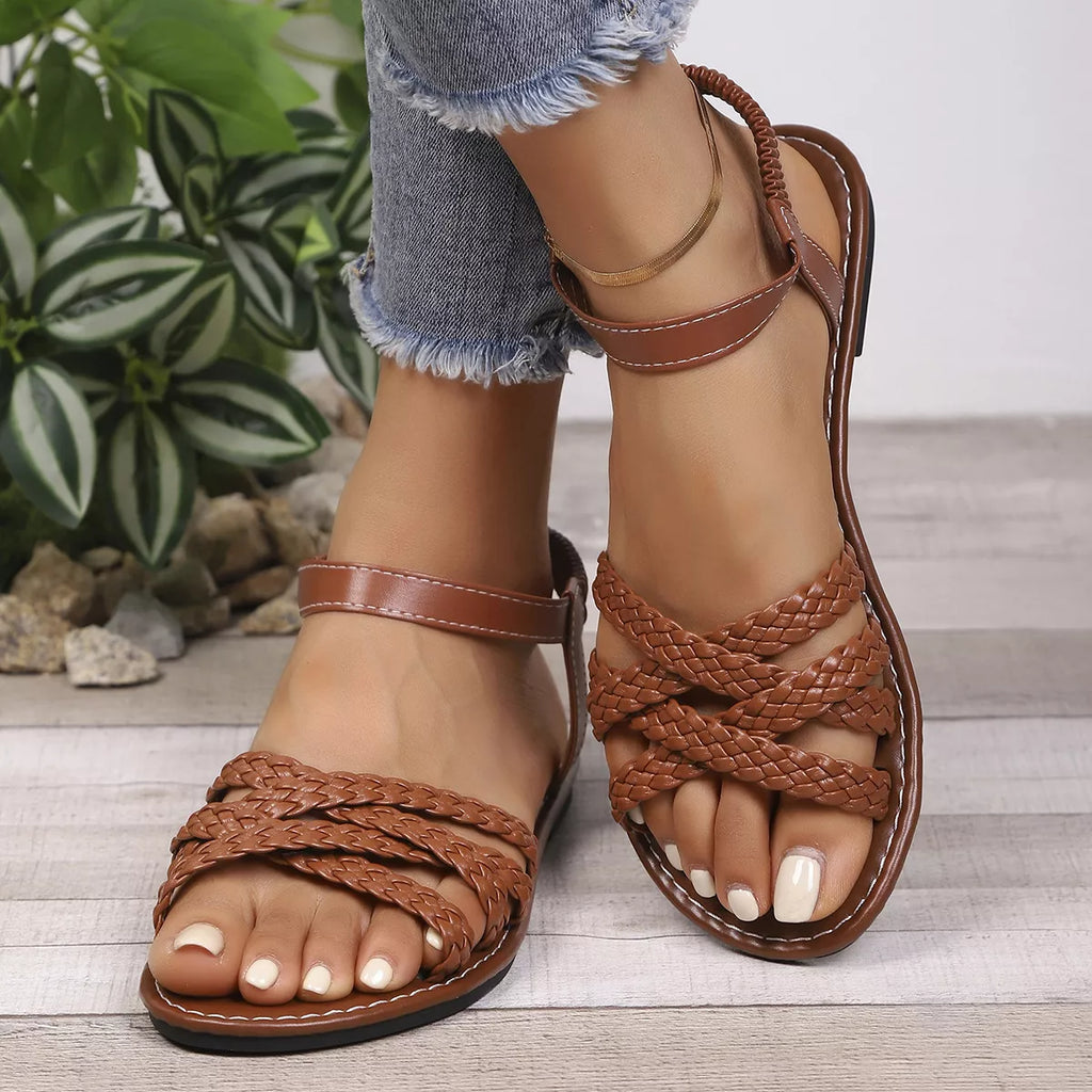 Open Toe Braided Strap Sandals