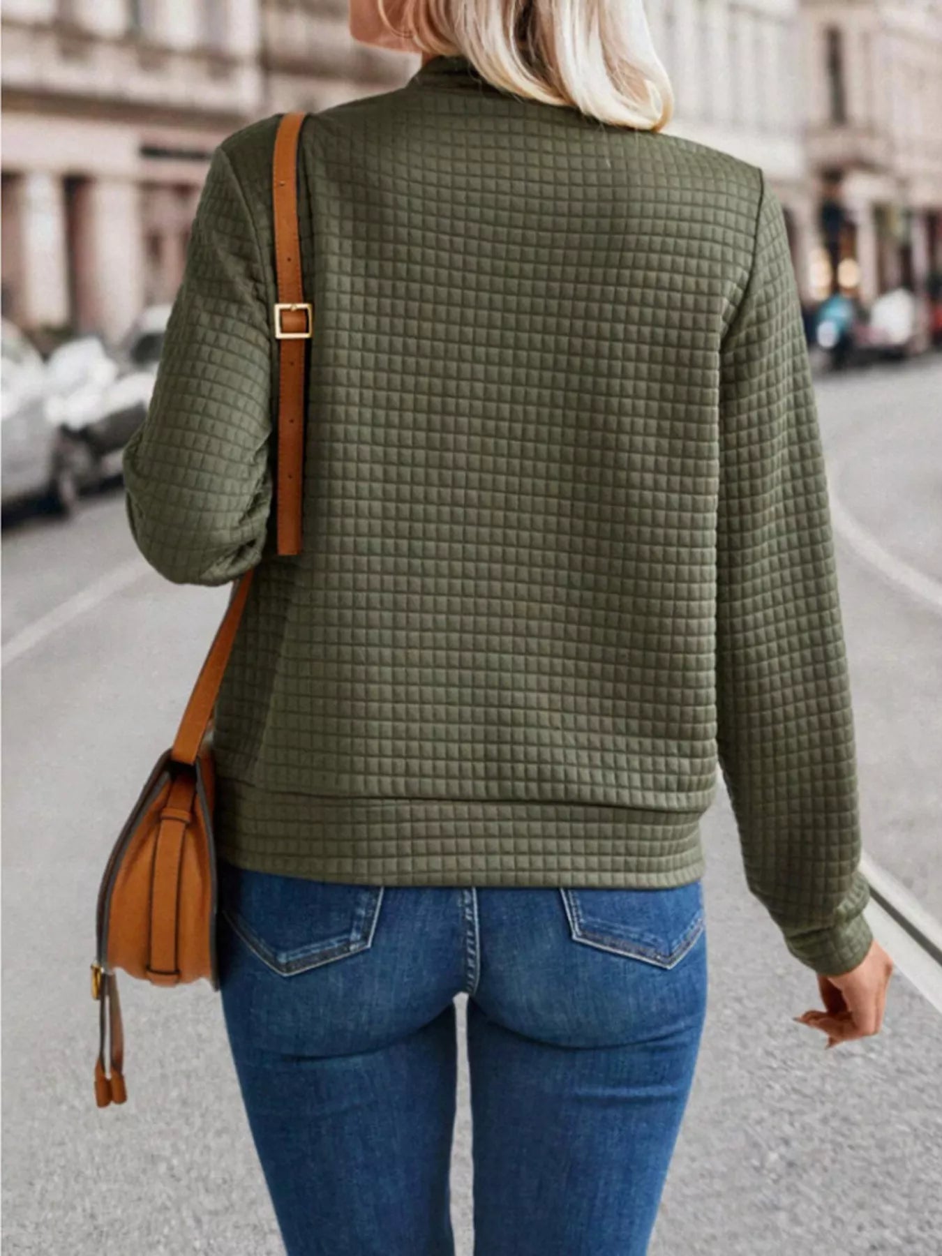 Textured Zip-Up Long Sleeve Jacket