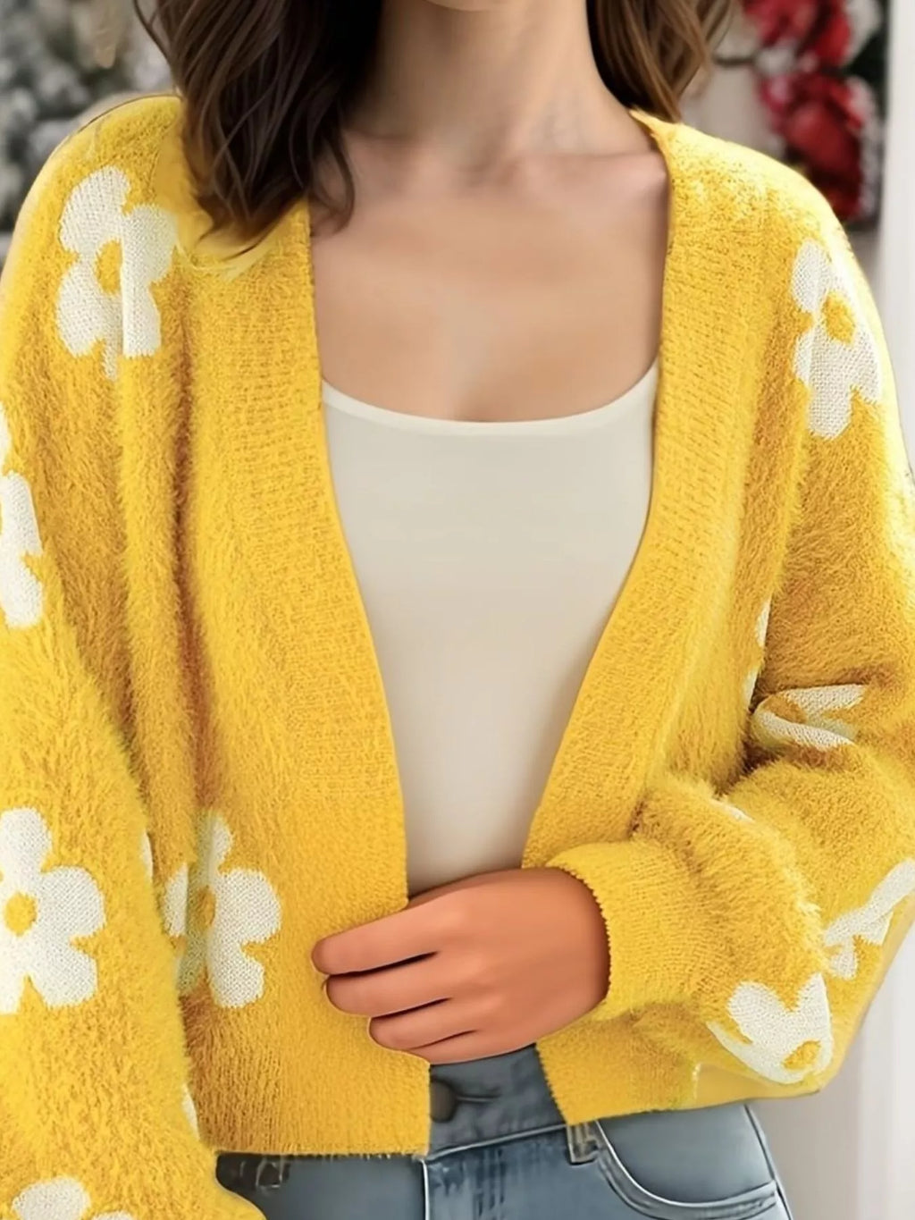 Floral Open Front Cardigan