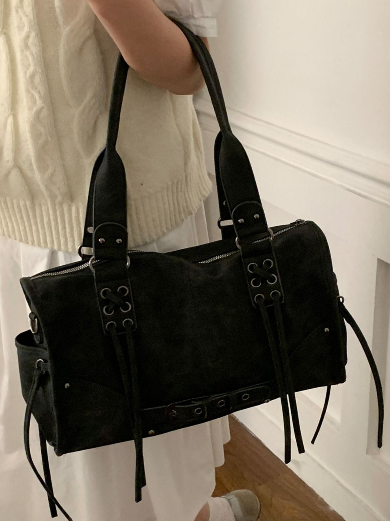 Lace Up Shoulder Bag