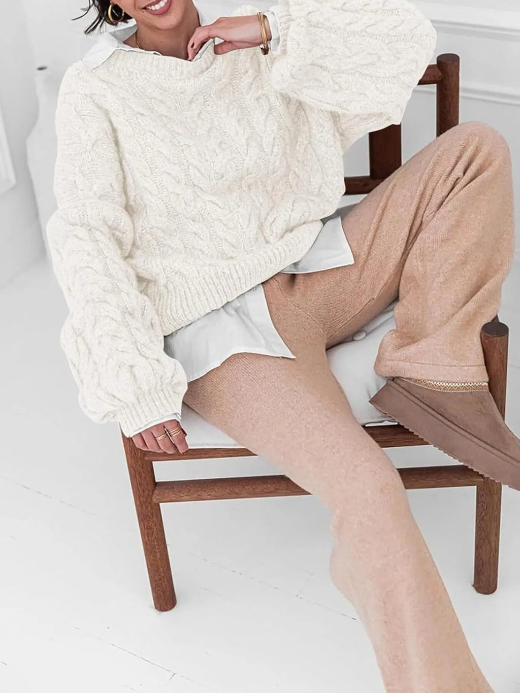 Cable Knit Long Sleeve Sweater