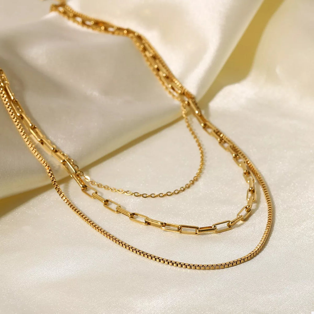18K Gold-Plated Three Layered Necklace