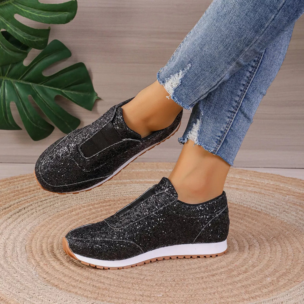 Round Toe Glitter Slip-Ons