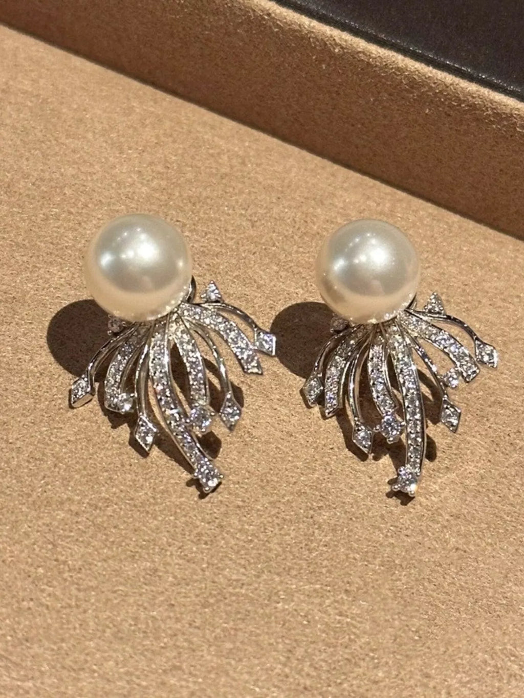 925 Sterling Silver Zircon Pearl Earrings