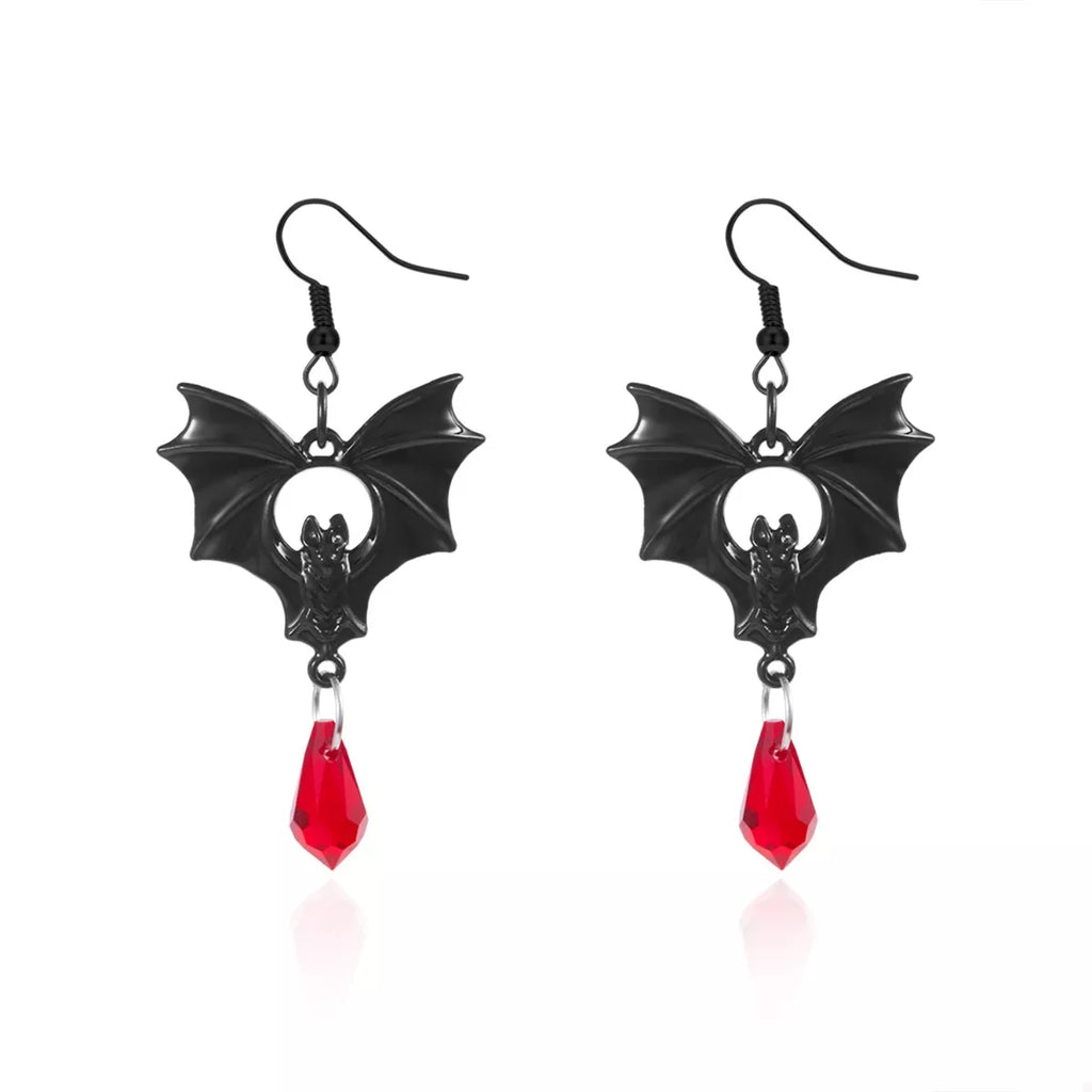 Gothic Bat Drop Earrings