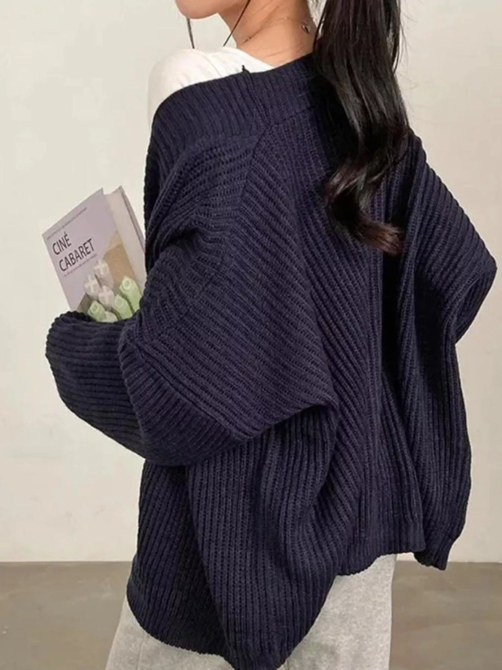 Open Front Oversized Knit Cardigan