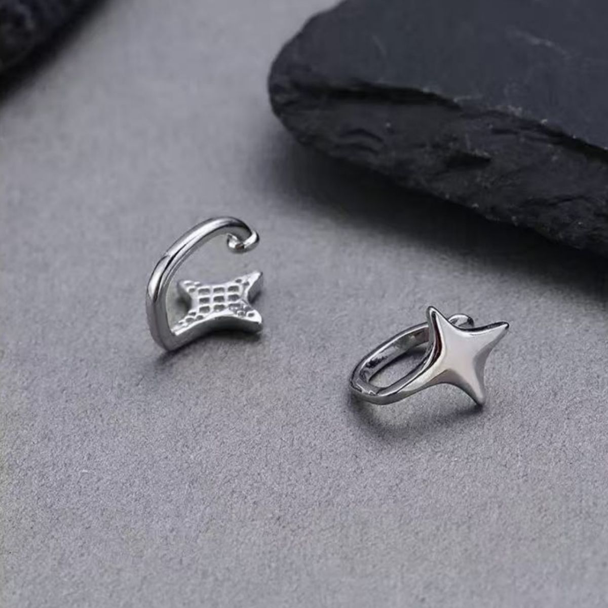 925 Sterling Silver Star Cuff Earrings