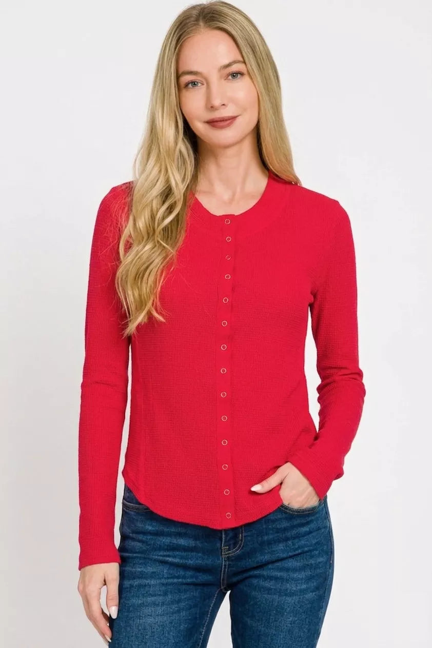 Zenana Double Knit Snap Button Shirts