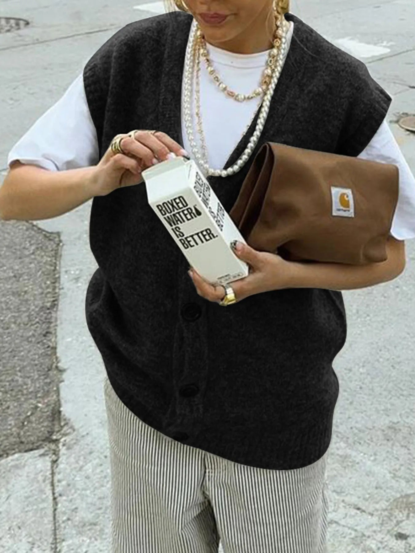 Button-Front Sweater Vest
