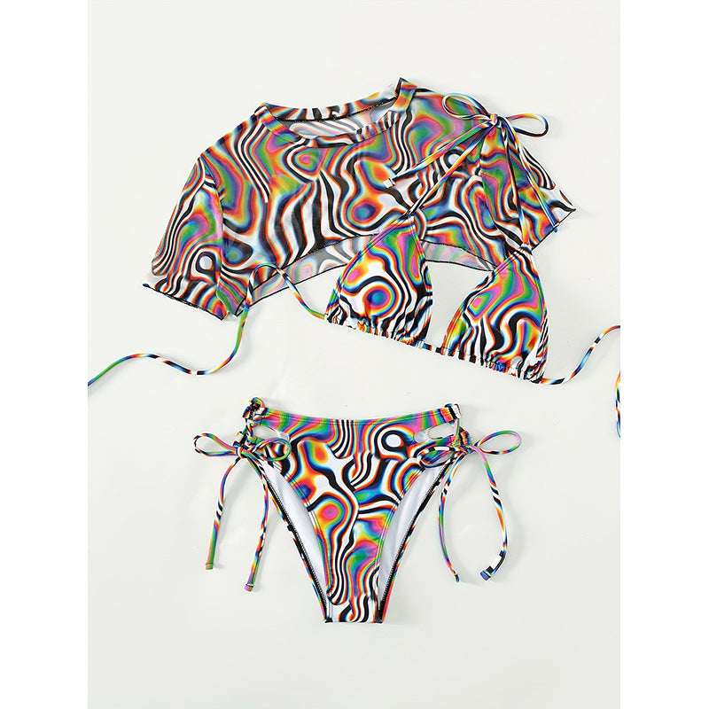 Sexy Printed Bikini Three-Piece Swimwear Set