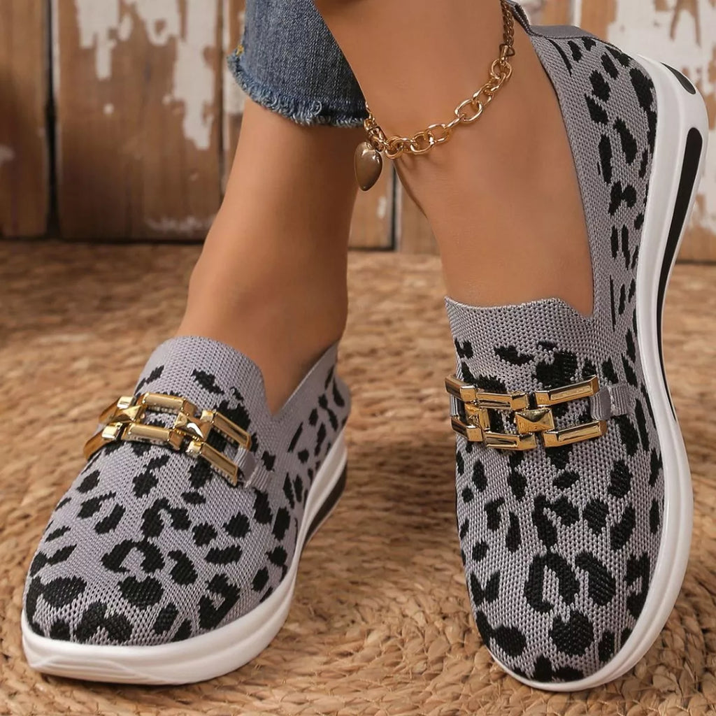 Leopard Mesh Slip-Ons