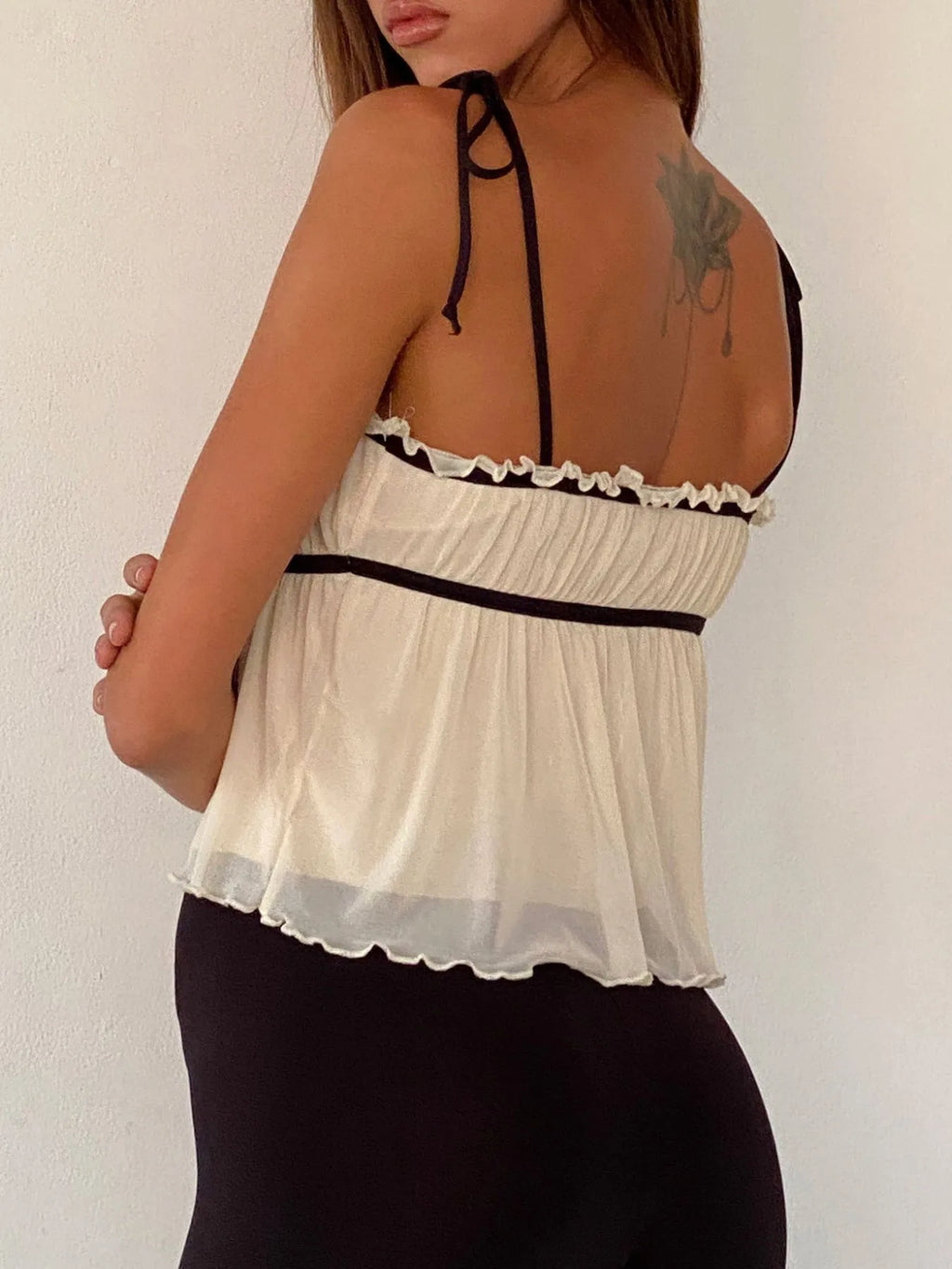 Contrast Trim Tie Straps Cami