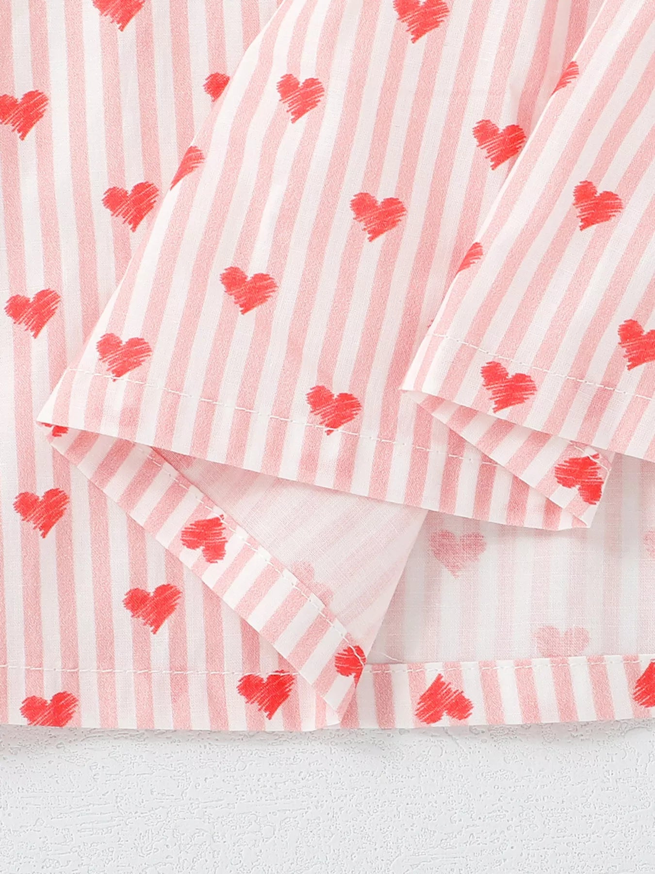 Children's Heart Print Ruffle Trim Dress
