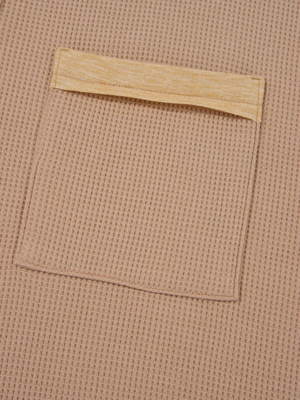 Waffle Textured Tunic Henley Top with Slits