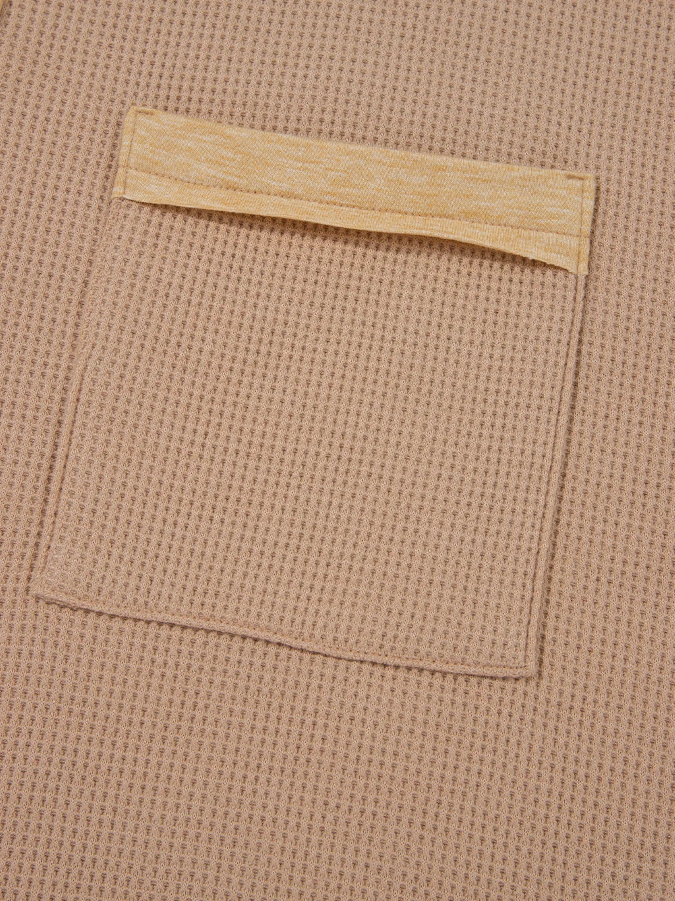Waffle Textured Tunic Henley Top with Slits