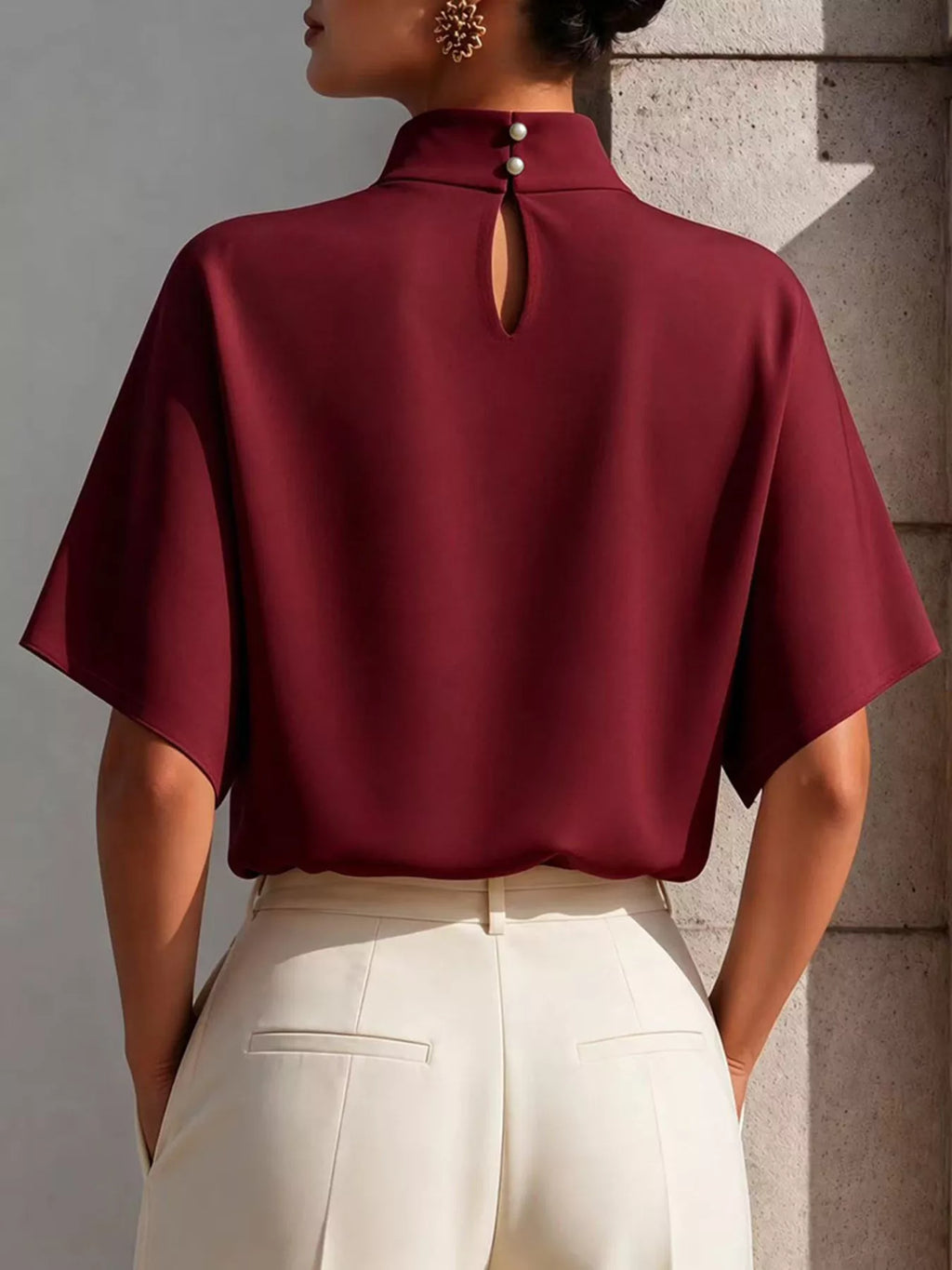 Mock Neck Short Sleeve T-Shirt