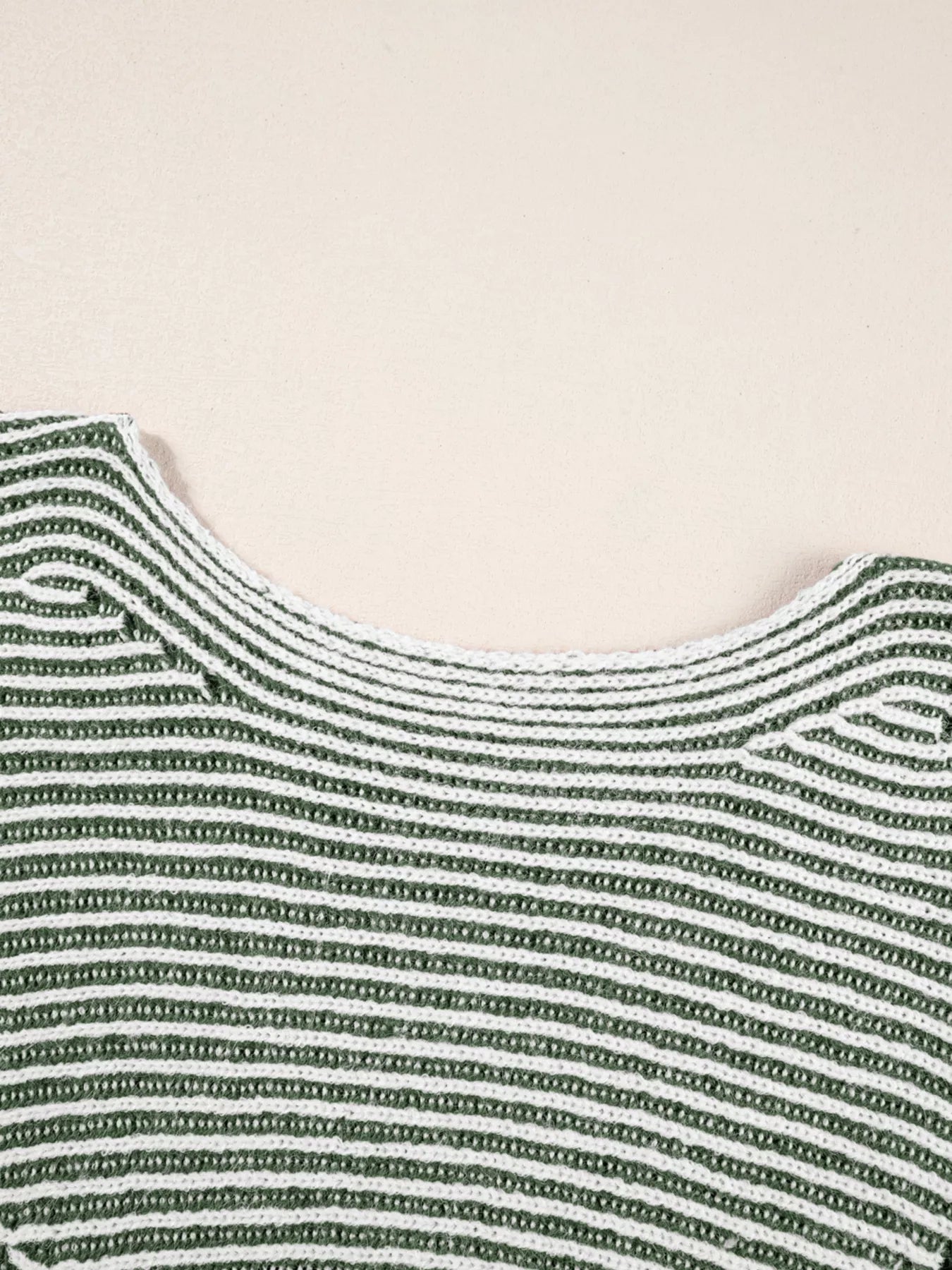 Striped Ribbed Knit Boat Neck Baggy Sweater