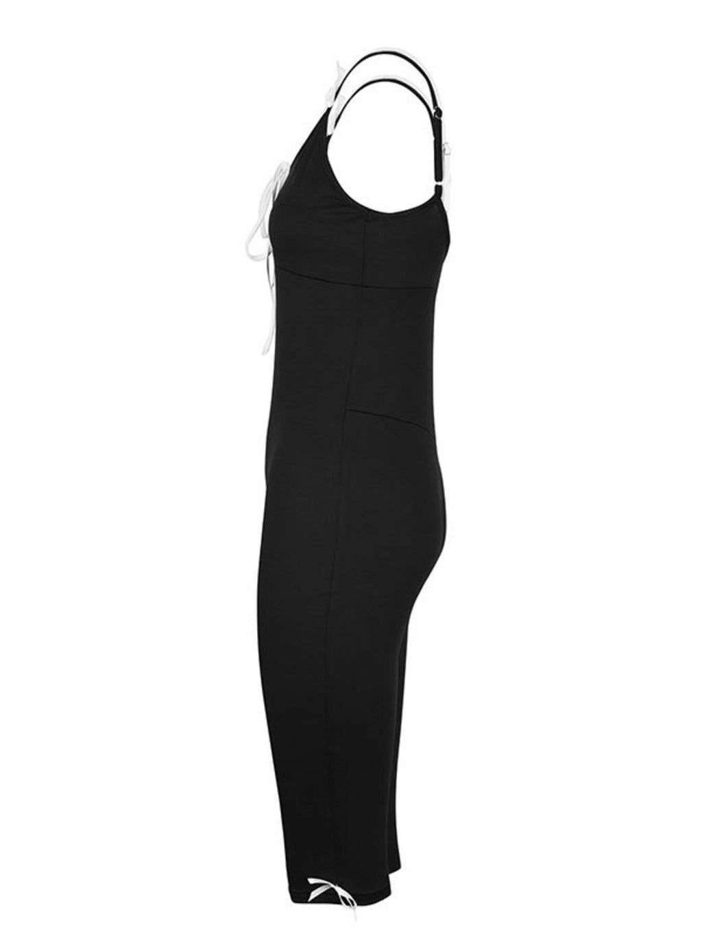 Lace Trim Tie-Front Capri Jumpsuit