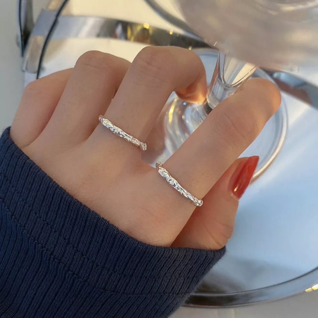 925 Sterling Silver Textured Open Ring