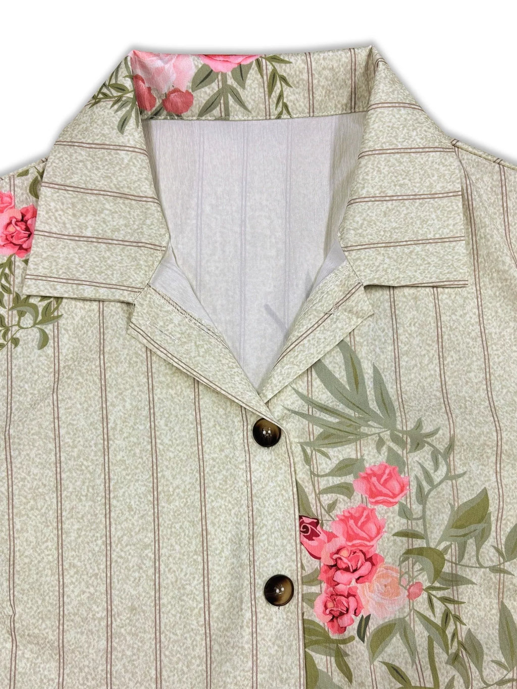 Plus Size Floral Striped Button-Down Midi Shirt Dress