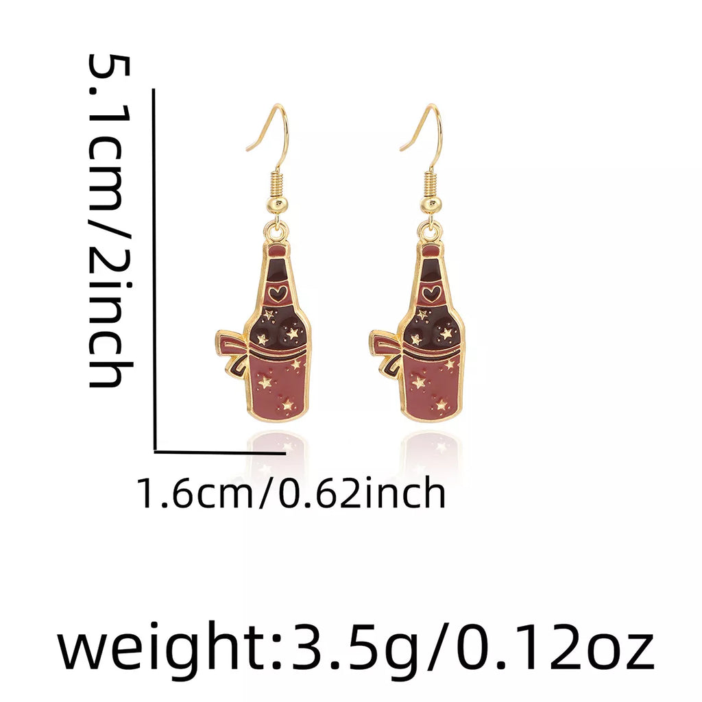 Cowboy Hat & Bottle Dangle Earrings