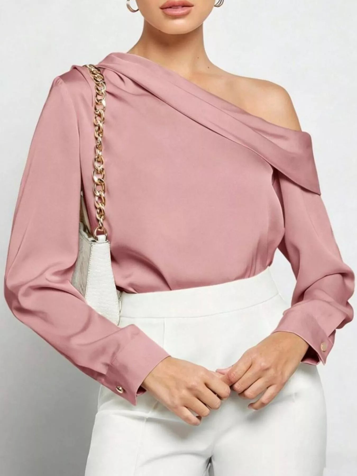 One-Shoulder Satin Blouse