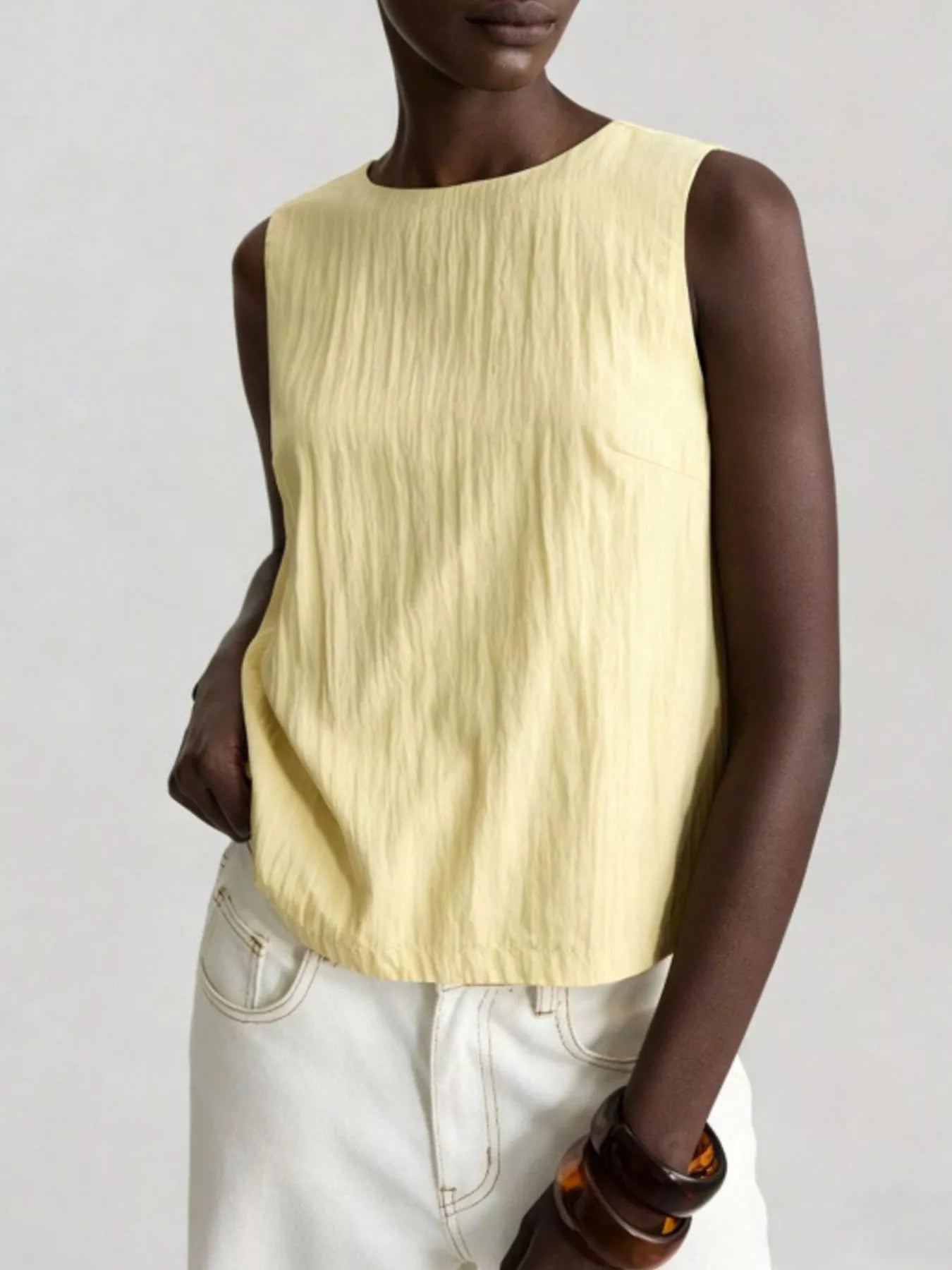 Textured Round Neck Tank