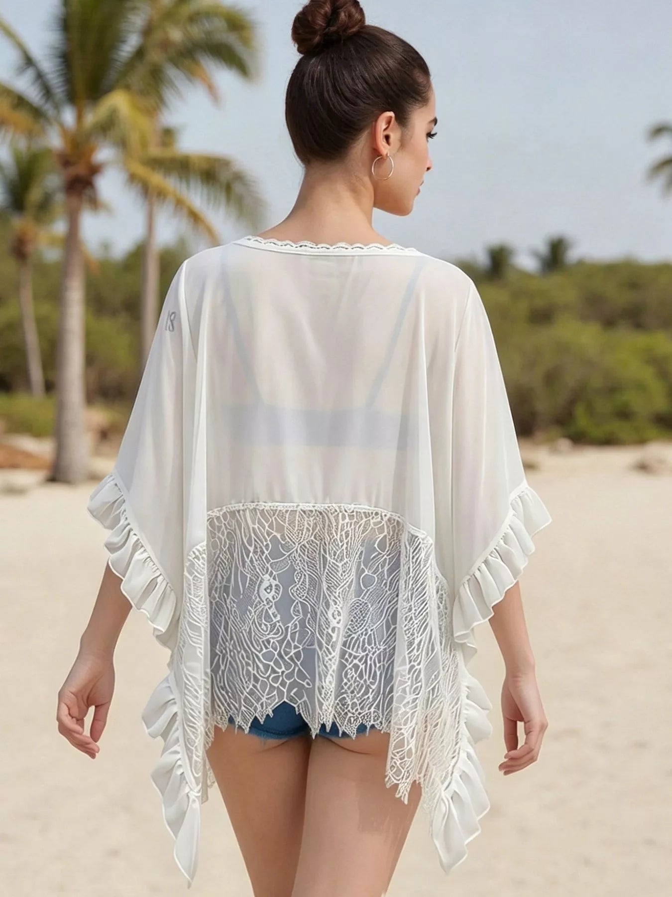 Lace Trim Flowy Cover-Up