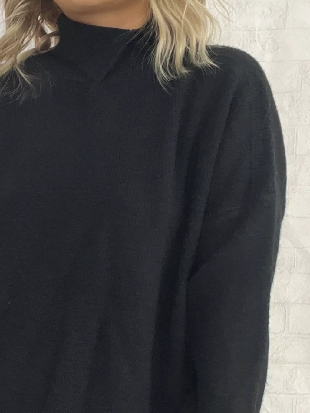 Slit Turtleneck Long Sleeve Sweater