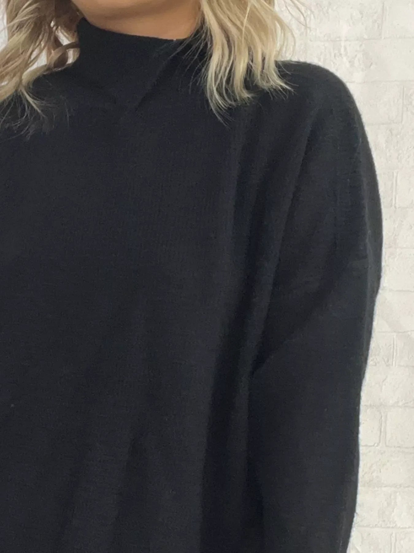 Slit Turtleneck Long Sleeve Sweater