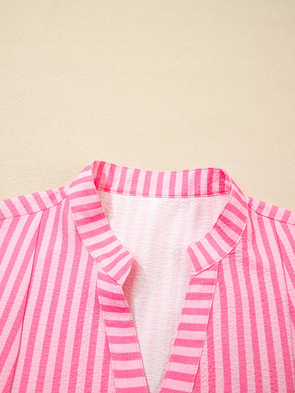 Stripe Flare Sleeve Half Placket Tiered Flowy Mini Dress