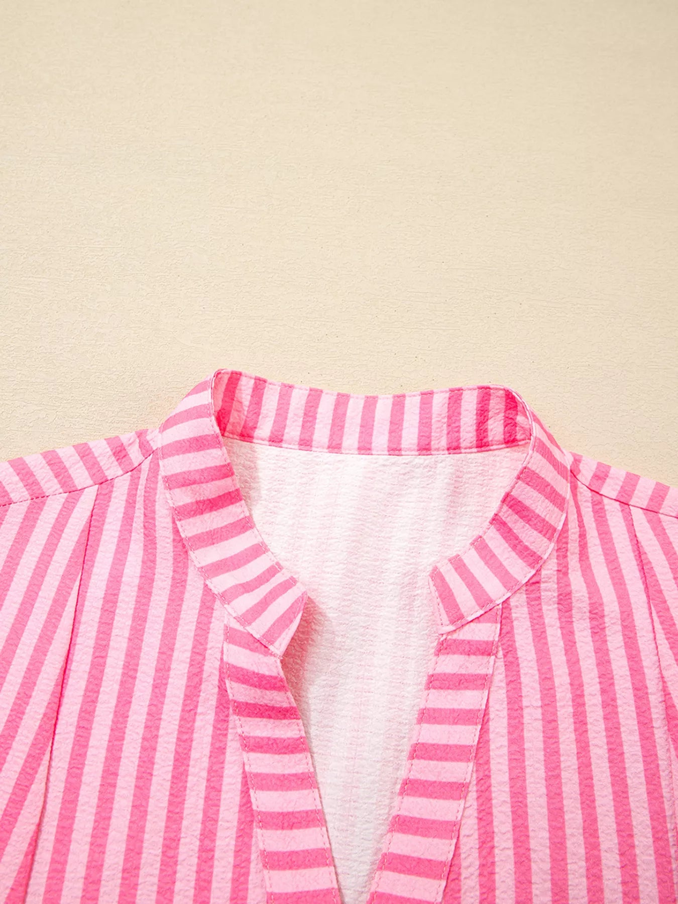 Stripe Flare Sleeve Half Placket Tiered Flowy Mini Dress
