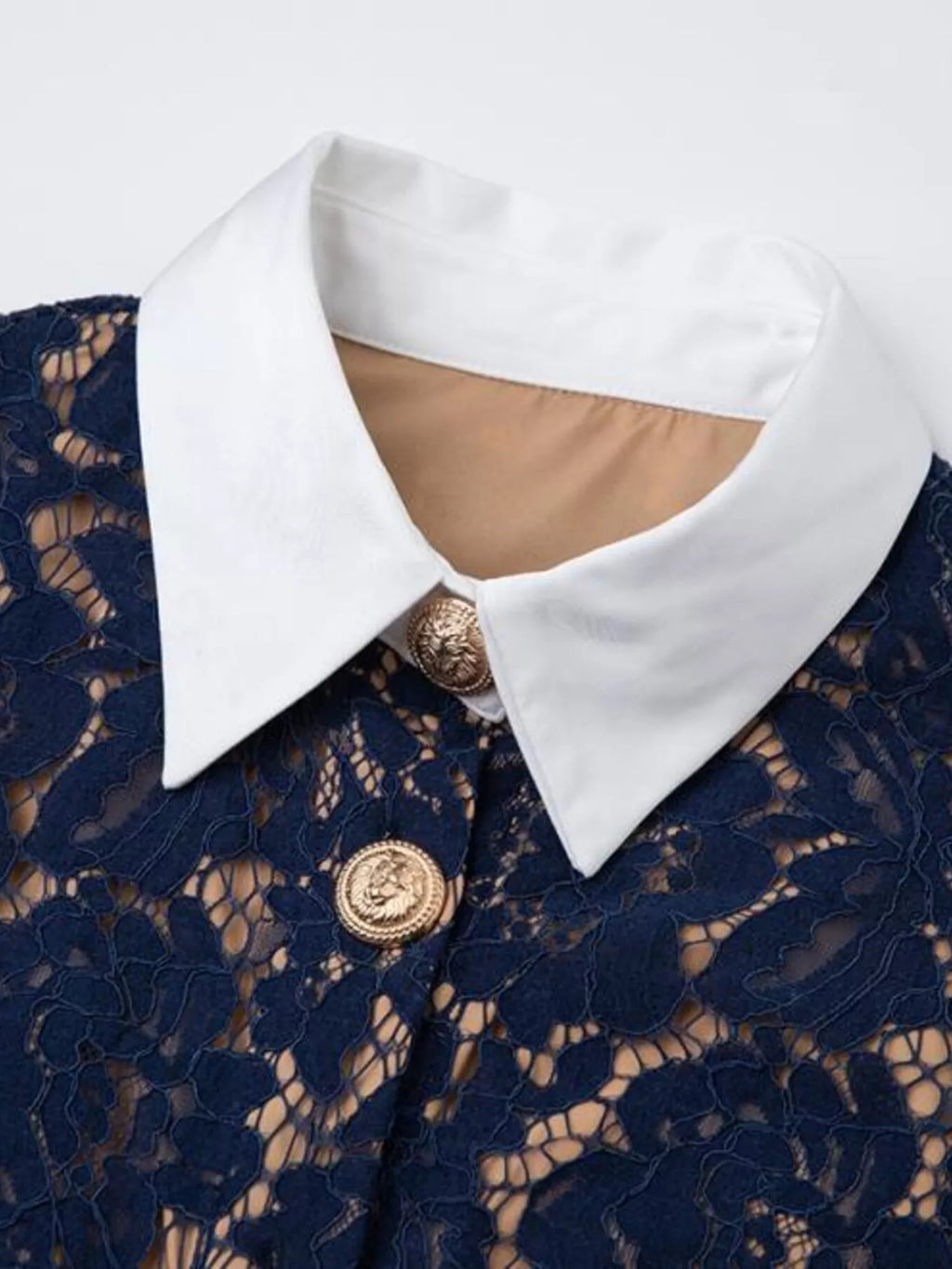 Lace Button-Down Midi Dress