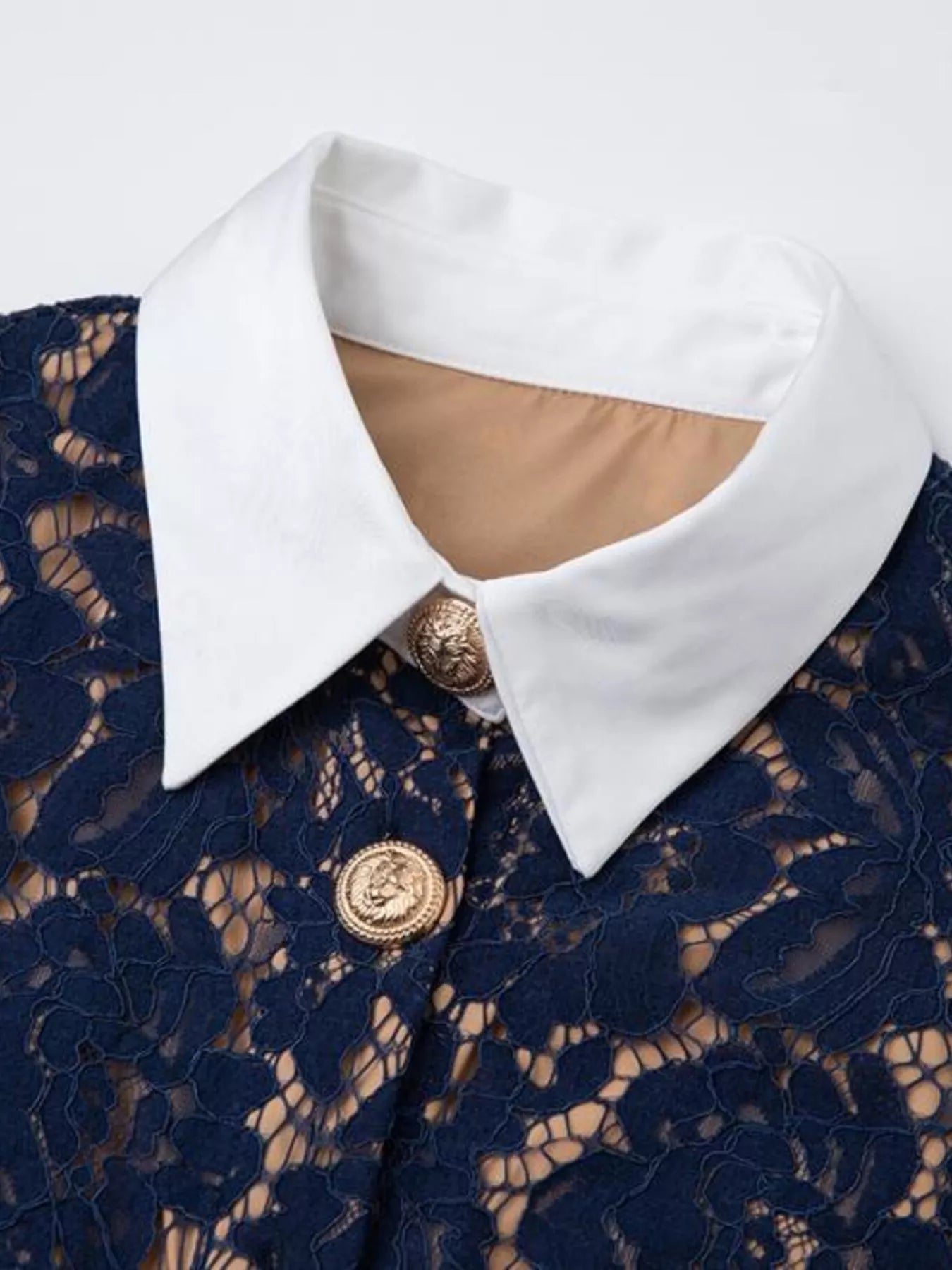 Lace Button-Down Midi Dress