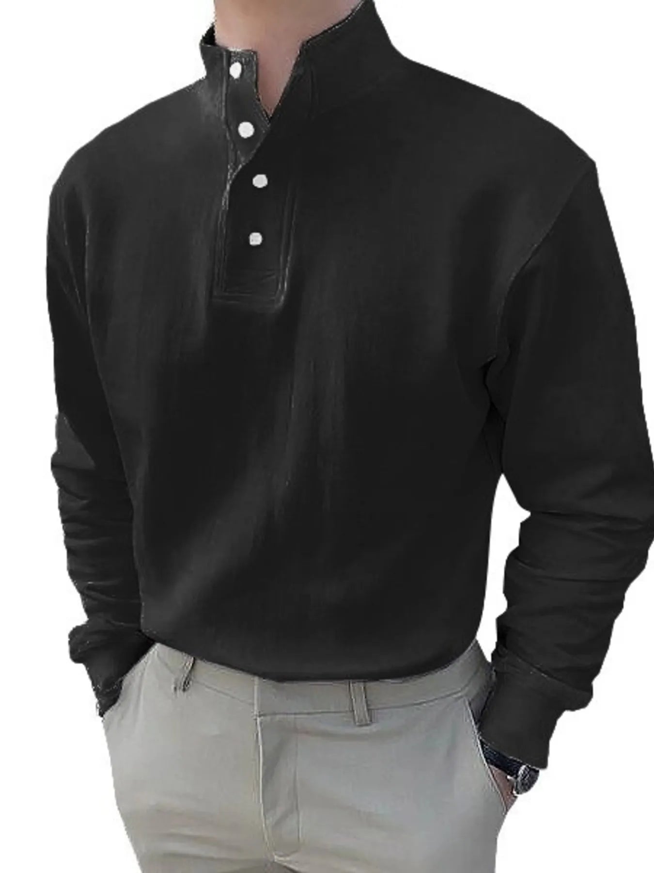 Men's Full Size Button Detail Long Sleeve Blouse Plus Size