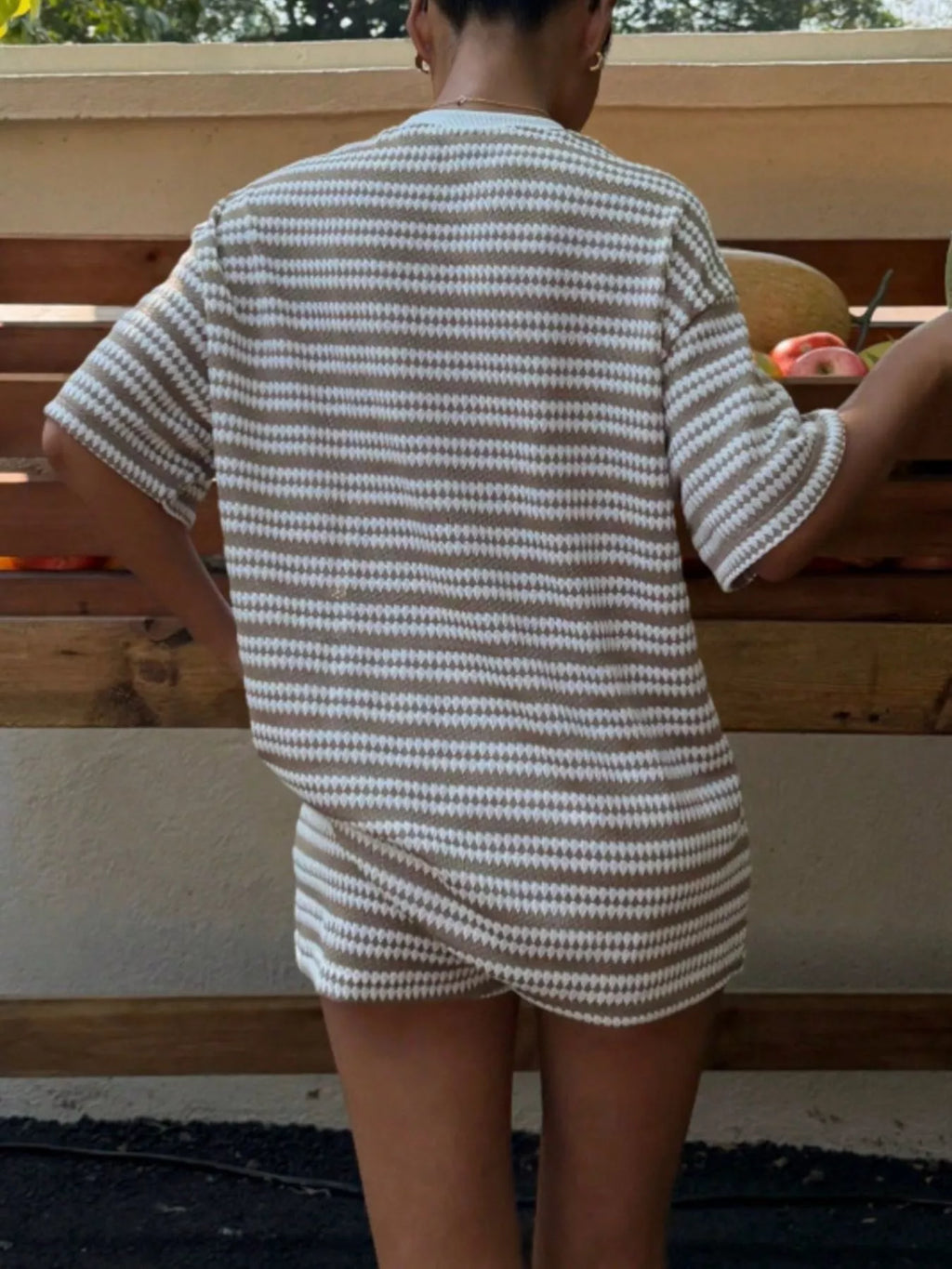 Striped Short Sleeve Top and Shorts Set