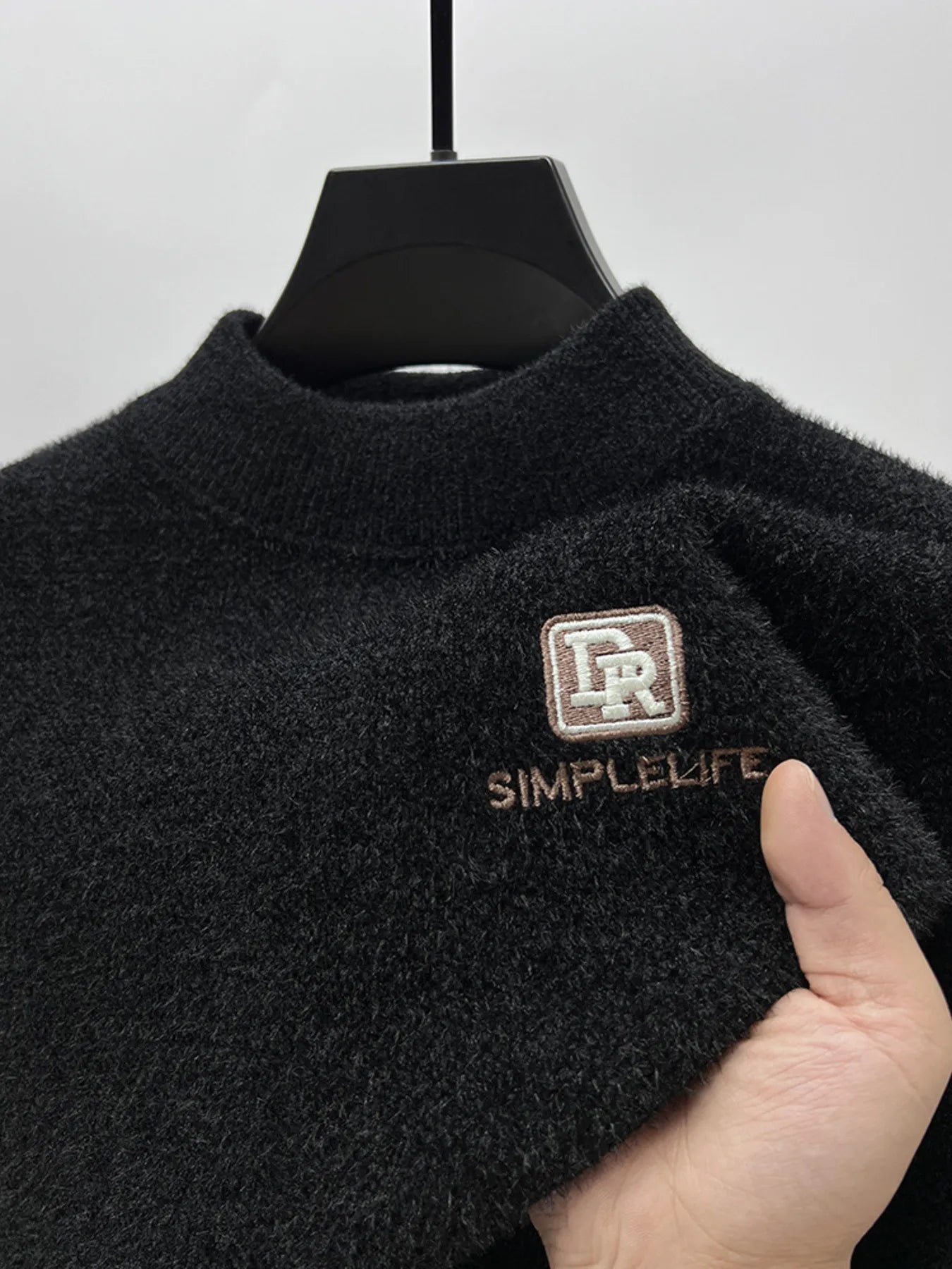 Men's Plus Size Ribbed Hem Long Sleeve Sweater