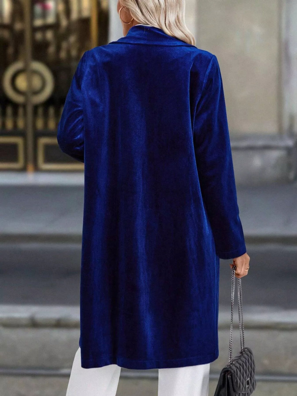 Lapel Collar Long Sleeve Longline Coat
