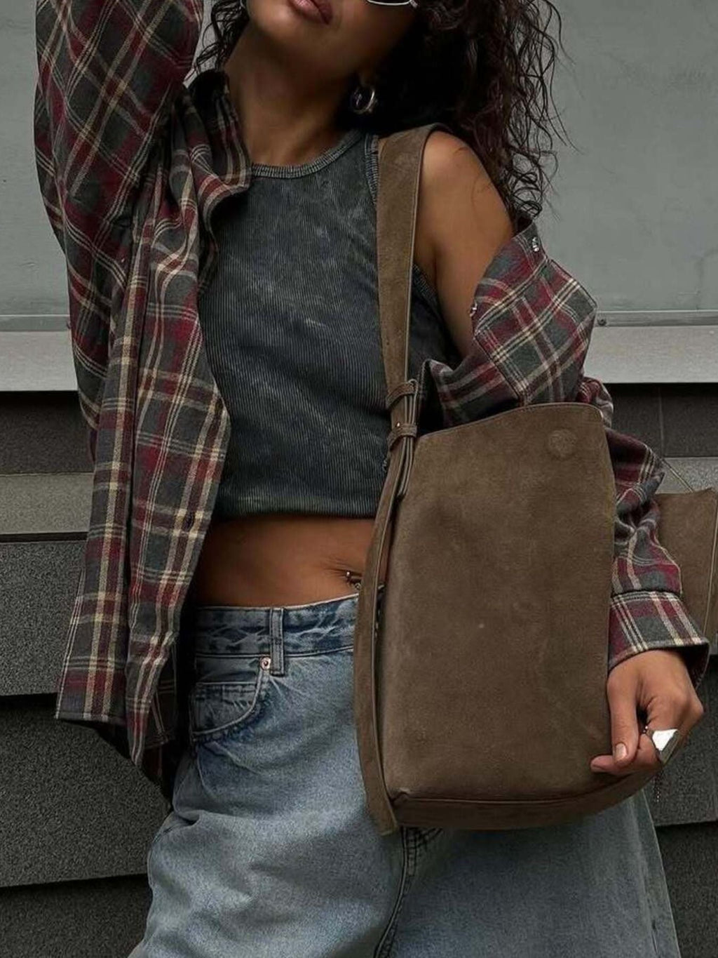 Oversized Plaid Button Up Shirt
